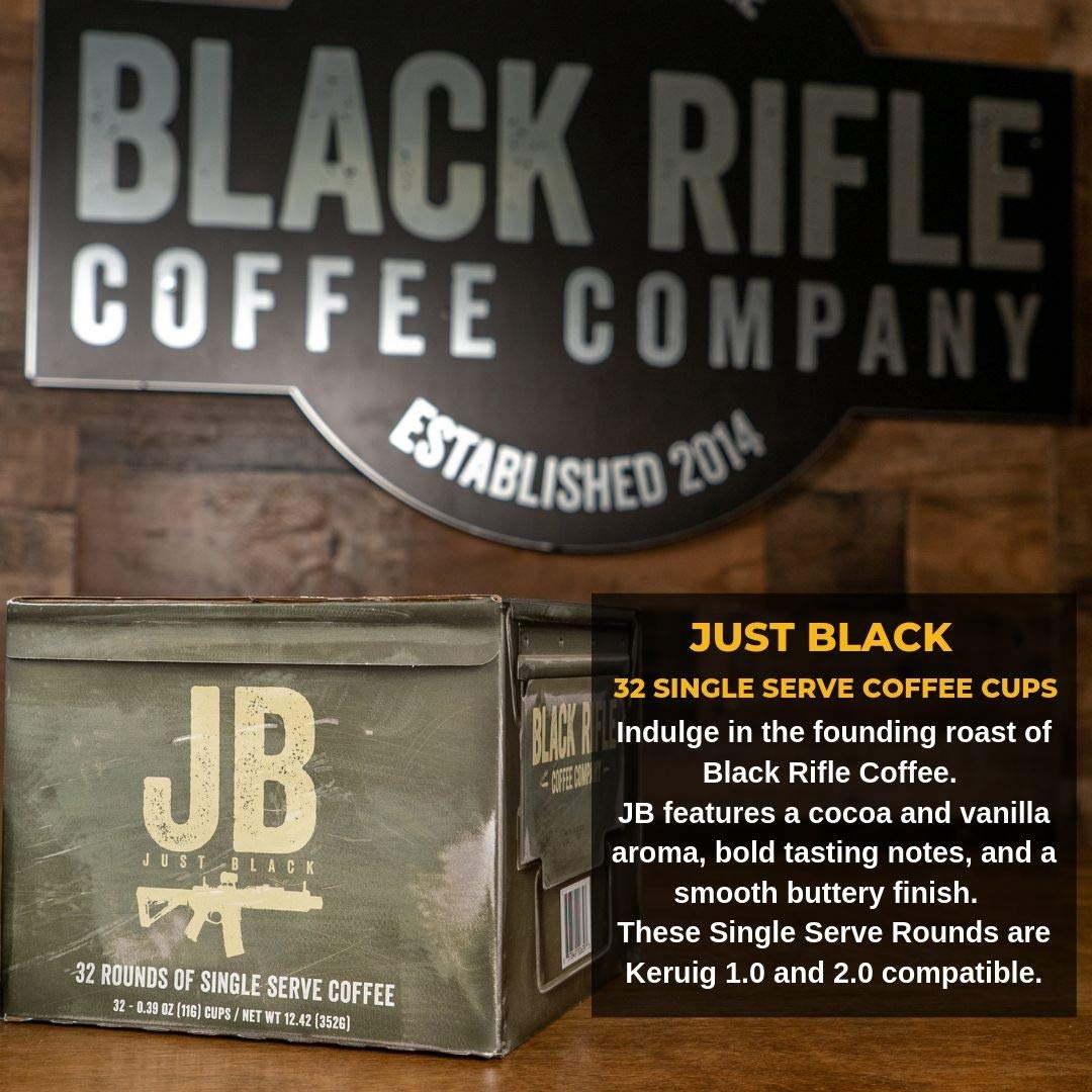 Black Rifle Coffee Company Just Black, 32 Count, Medium Roast K Cups - Single Serve K Cups Coffee Pods - Kcup Pods Compatible with Keurig 1.0 & 2.0
