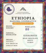 Afficionado Coffee Roasters Dangora Cooperative Ethiopia | Decaffeinated | 12oz Whole Bean Coffee | Single Origin