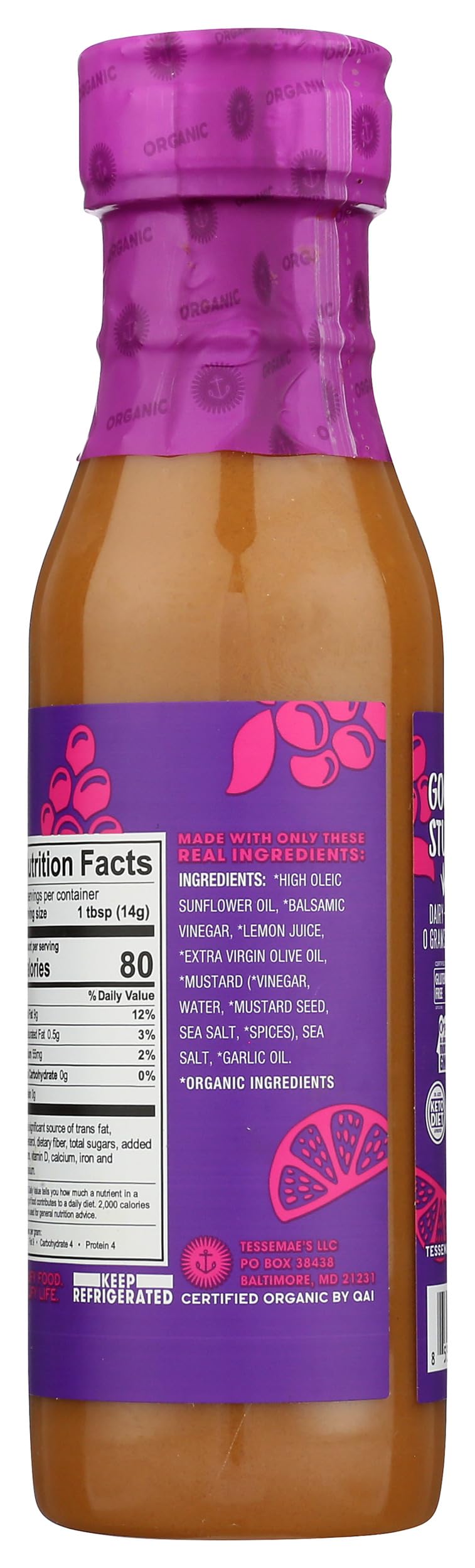 TESSEMAE'S Organic Balsamic Vinaigrette Dressing, 10 FZ