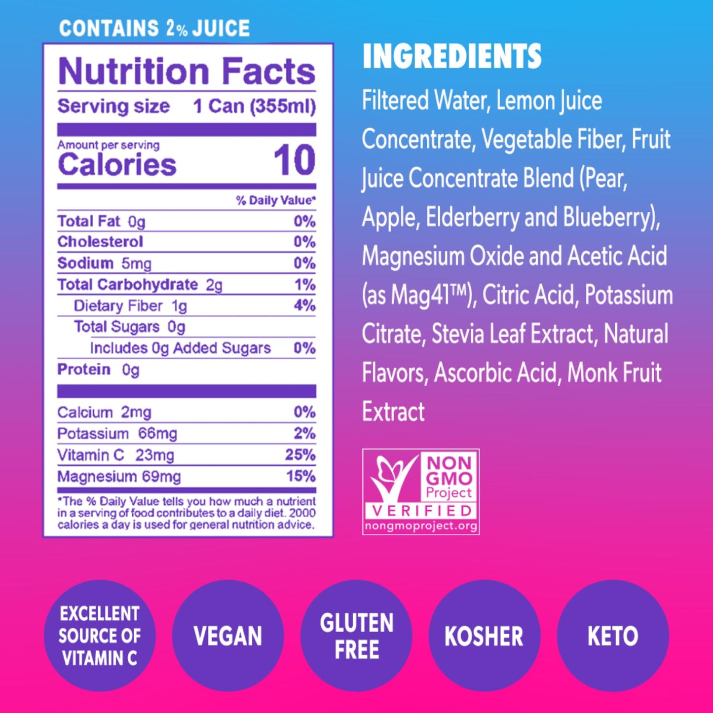 Swoon Swoonberry Lemonade - Zero Sugar Lemonade Drink with Magnesium, Sugar Free Berry Flavor, Low Calorie Beverage, Healthy Soda Alternative, Sugar