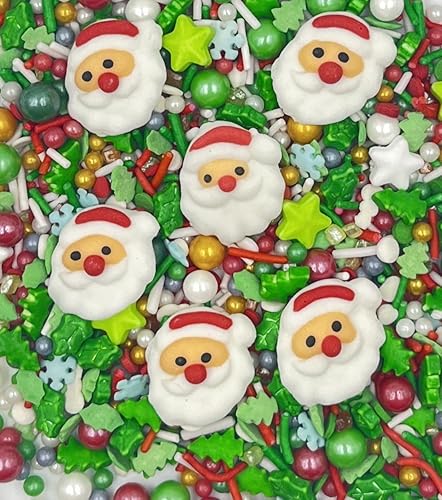 1 Bottle Christmas Sprinkles | Cake Cupcakes and Ice Cream Topper Decorations | Edible Holiday Sprinkles 3.35 OZ(6 Santa Tree Mixing) for Christmas
