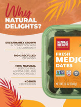 Natural Delights Medjool Dates Pitted - Non-GMO Verified Fruit, Good Source of Fiber & Potassium, Naturally Sweet, Snack for On-The-Go, Large & Plump