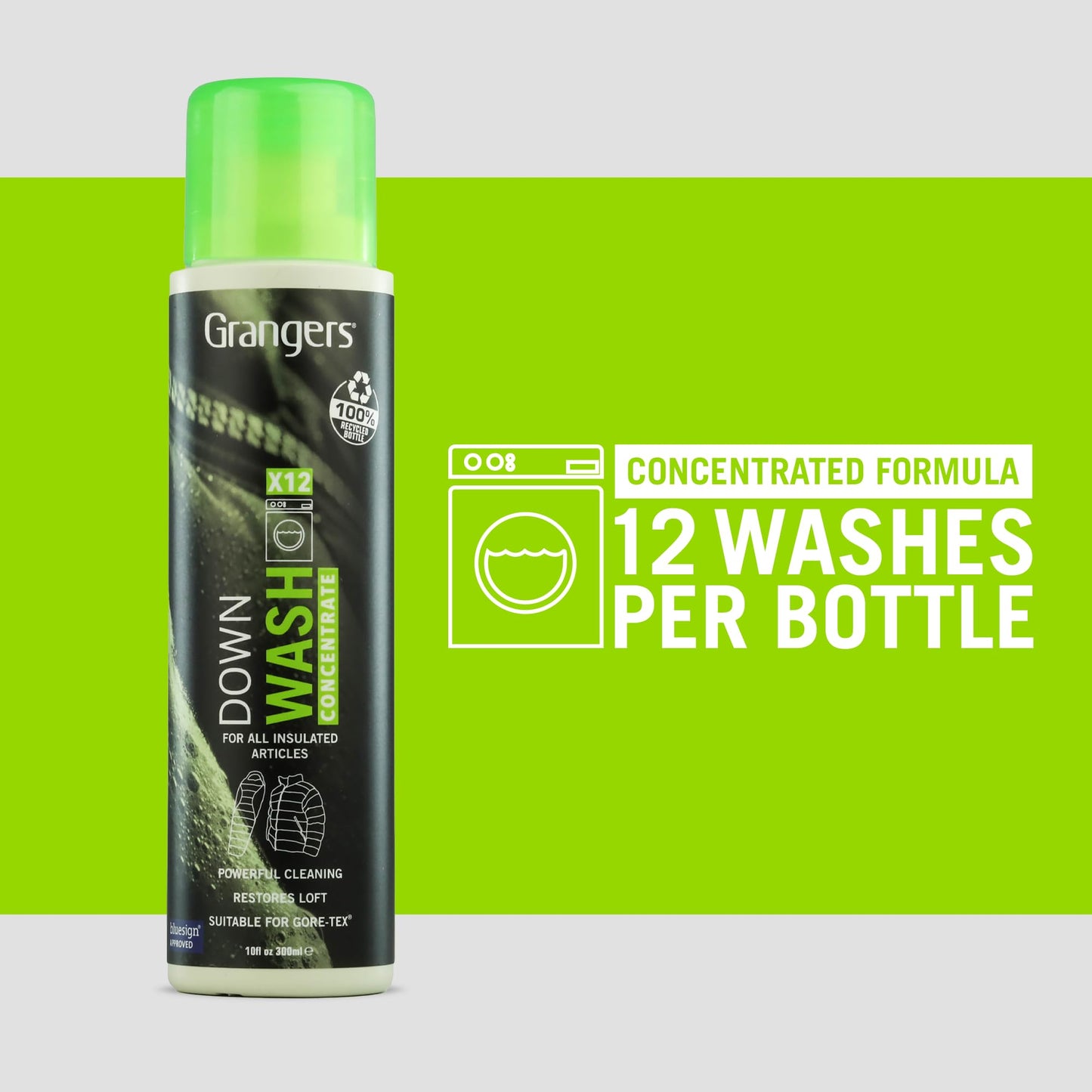 Granger's Down Wash - 10 fl oz (300ml) | Concentrated Technical Cleaner for Down Jackets, Sleeping Bags & Bedding - Restores Loft & Thermal Efficiency