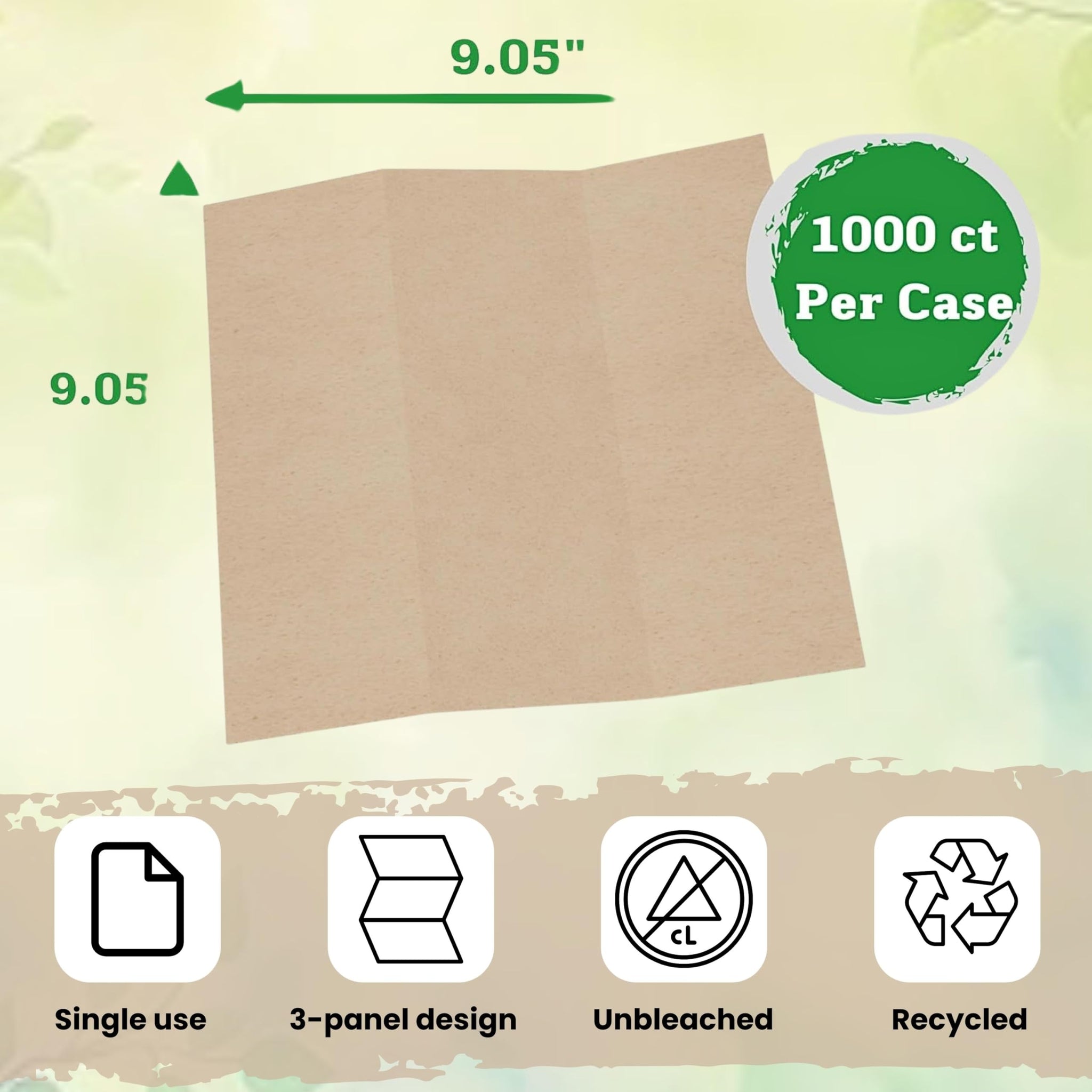 Brown Unbleached Z-Fold Paper Towels - 1000ct | Commercial Multifold Paper Towels for Dispenser | All-Natural, Bleach-Free, Tri-Fold Recycled