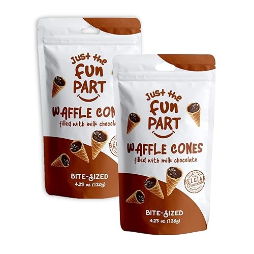 Just The Fun Part | Bite-Size Crispy Mini Waffle Cones | Filled With Premium Belgian Chocolate | Great For Snacks, Desserts, Grab & Go | Kosher | 4.23