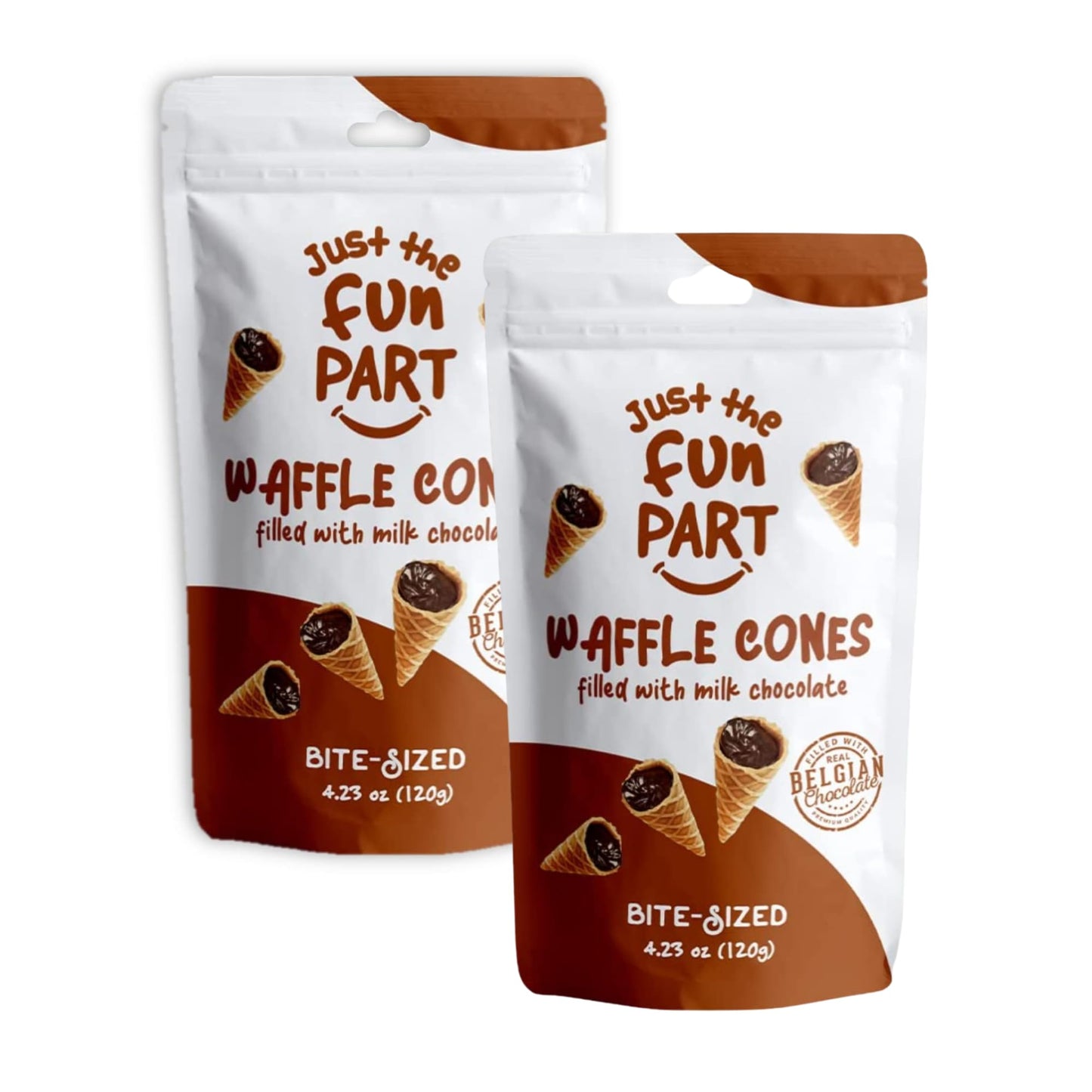 Just The Fun Part | Bite-Size Crispy Mini Waffle Cones | Filled With Premium Belgian Chocolate | Great For Snacks, Desserts, Grab & Go | Kosher | 4.23