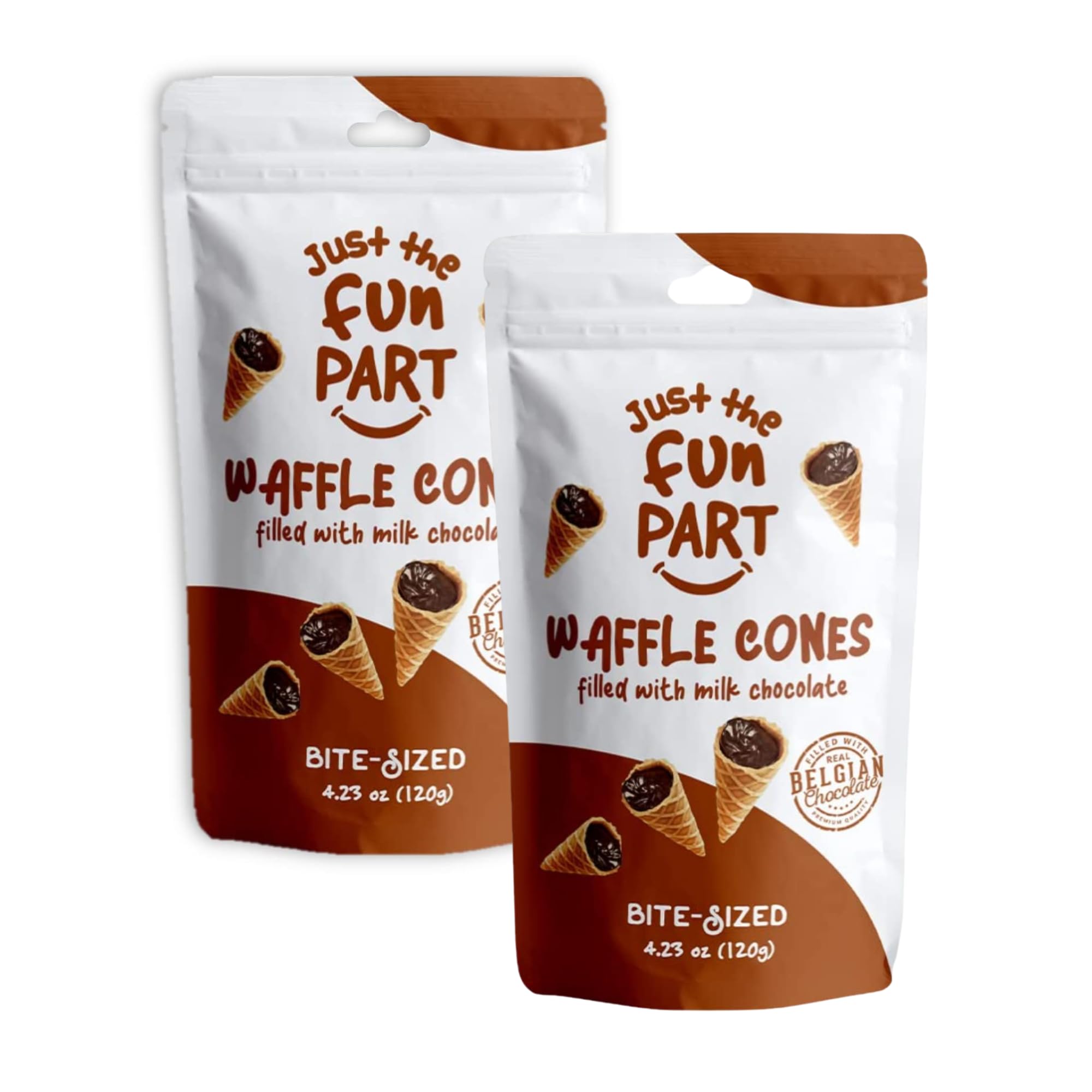 Just The Fun Part | Bite-Size Crispy Mini Waffle Cones | Filled With Premium Belgian Chocolate | Great For Snacks, Desserts, Grab & Go | Kosher | 4.23