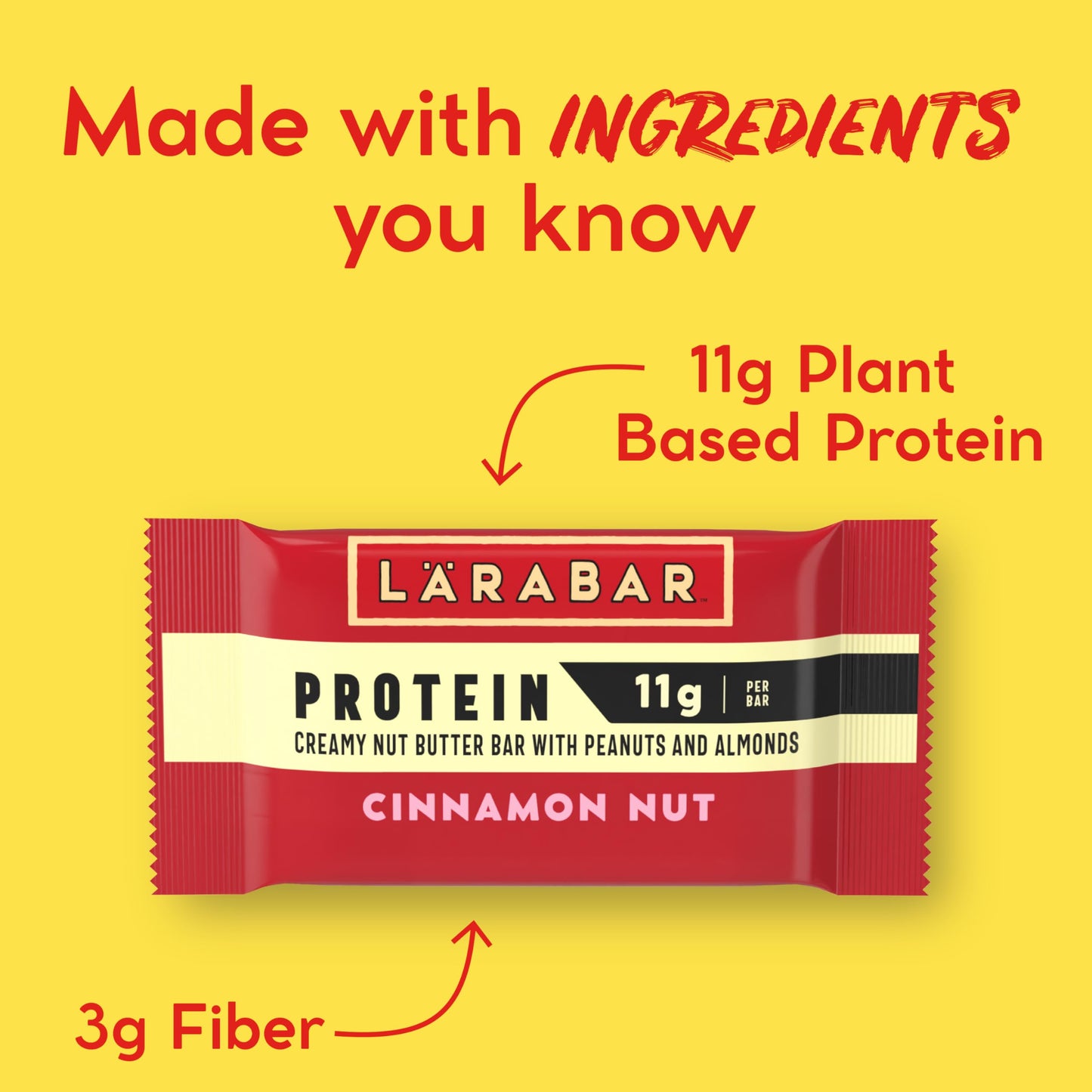 Larabar Cinnamon Nut Protein Bars, Peanuts and Almonds, 11g Protein, 5 Ct, 7.95 oz