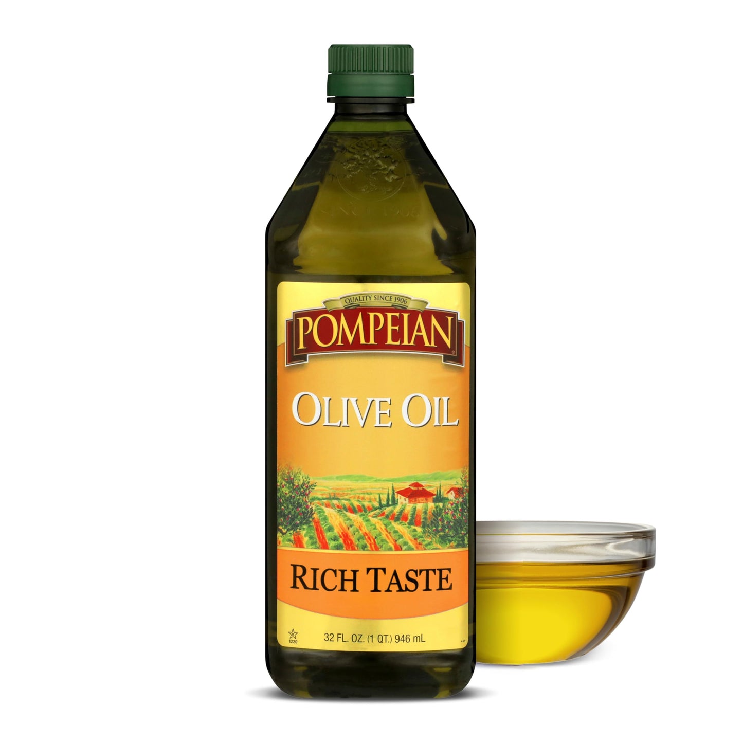 Pompeian Rich Taste Olive Oil, High Heat Cooking, Baking & Sauteing, High Smoke Point, 32 Fl Oz