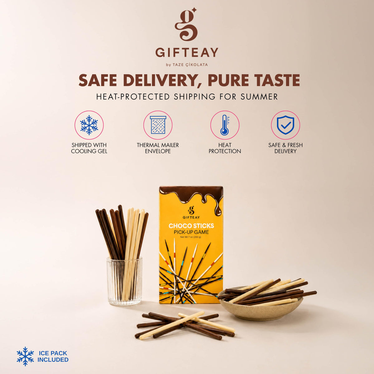 Gifteay Edible Chocolate Sticks Game - 3 Flavors Assorted Trio Pack, 200g