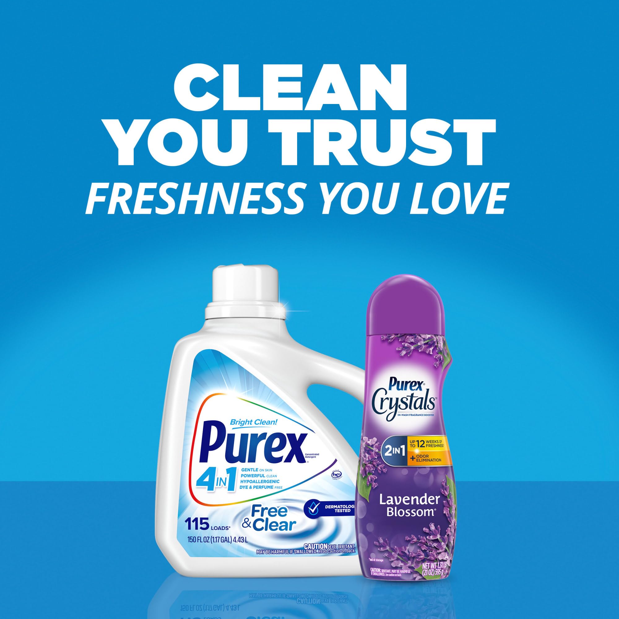 Purex Free & Clear for Sensitive Skin Liquid Laundry Detergent, 115 Loads, 150 OZ (Pack of 4)