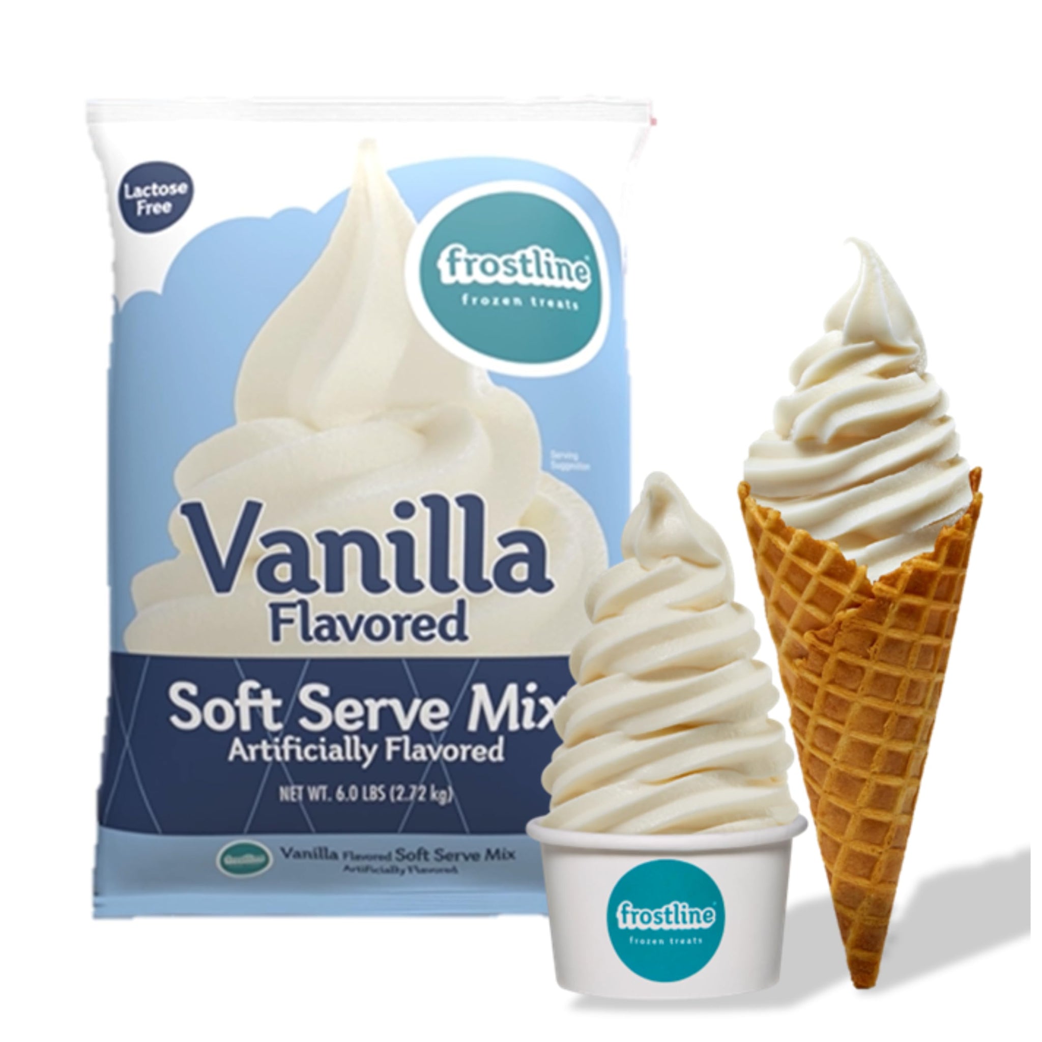 Frostline Vanilla Soft Serve Ice Cream Mix, Lactose & Gluten Free - Just Add Water, Dairy, or Dairy Free Alternative, Use with Blender, Countertop Ice
