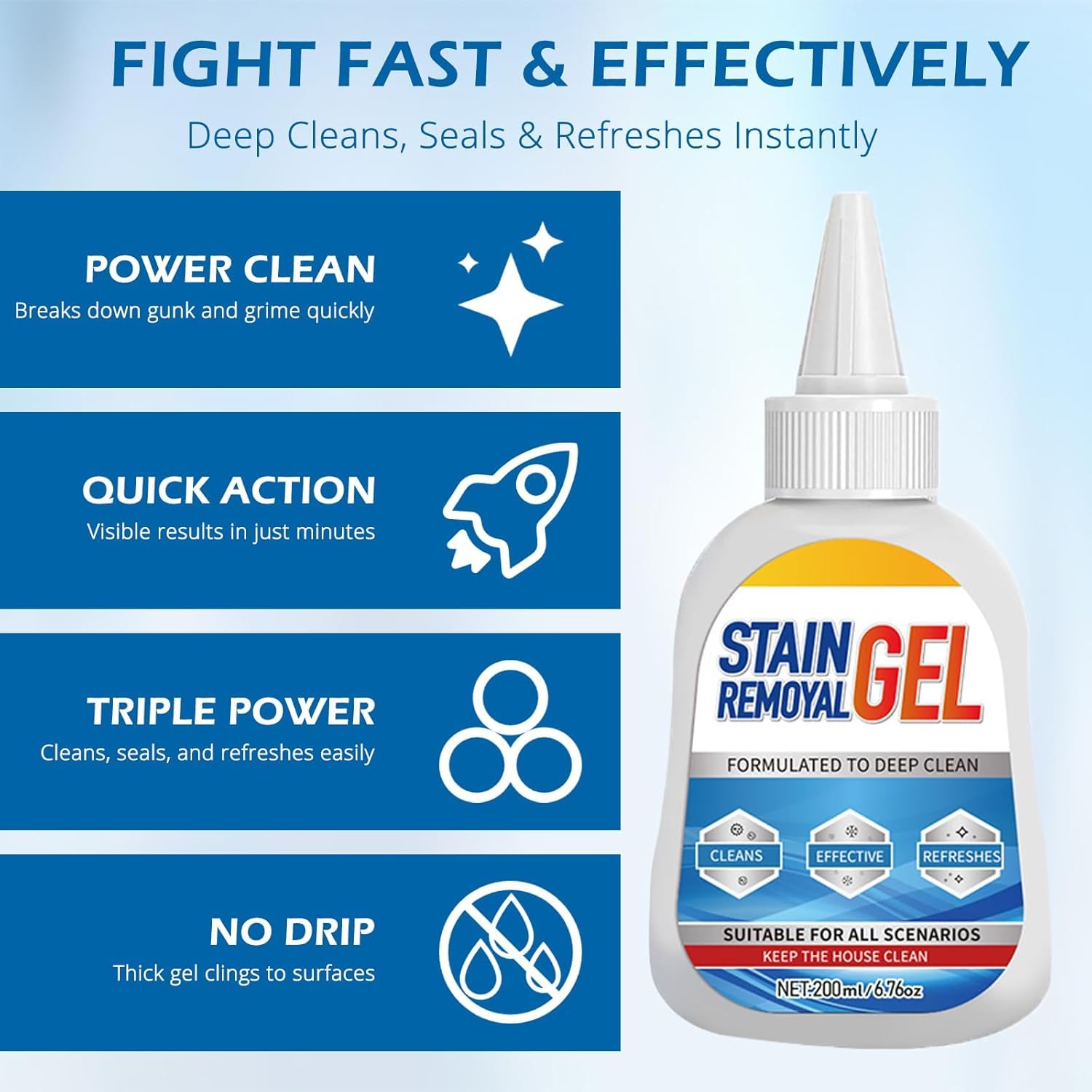 F FENG PEI Mold Stain Remover Gel,Heavy Duty Gel Cleaner,Multifunctional Stain Remover For Homeowners & Renters,Bathroom, Kitchen, Tile, Washing