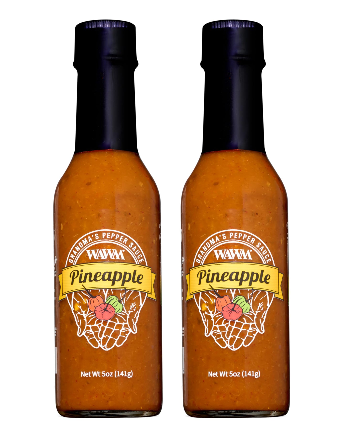 Grandma's Pineapple Pepper Sauce, NON GMO, Vegan, Gluten Free, Low Sodium MEDIUM Heat Hot Sauce with Incredible Flavor and Kick of Heat 5oz Woman