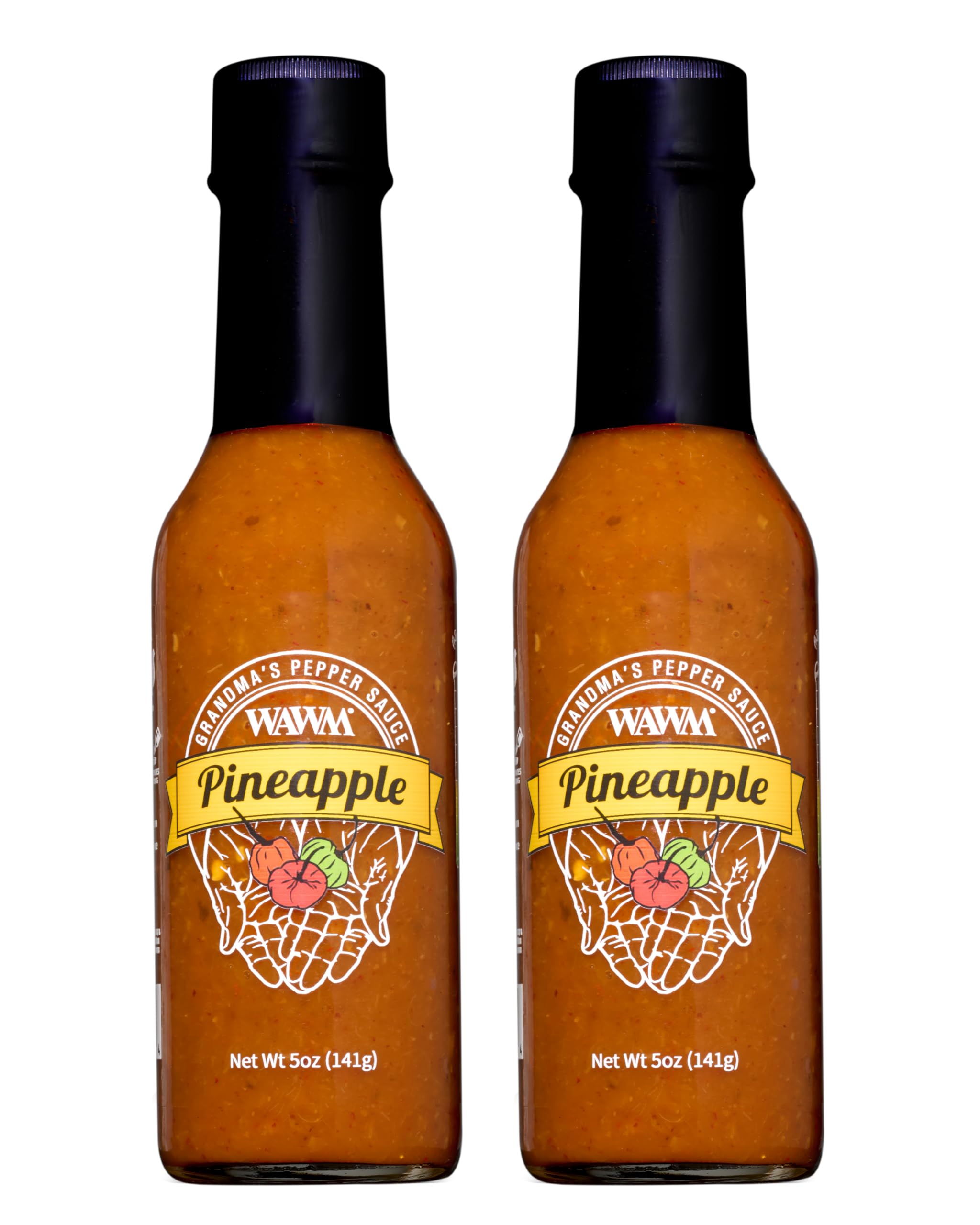Grandma's Pineapple Pepper Sauce, NON GMO, Vegan, Gluten Free, Low Sodium MEDIUM Heat Hot Sauce with Incredible Flavor and Kick of Heat 5oz Woman