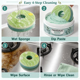 Freedaze Natural All Purpose Cleaning Paste - Shell Powder & Coconut Oil, All Washable Surfaces Cleaner & Polish with Donut Sponge (10.58 oz, 2 Pack)