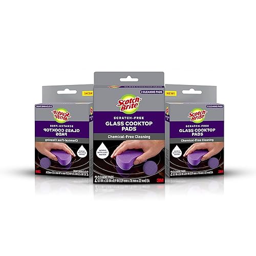 Scotch-Brite Glass Cooktop Pads, Scratch-Free & Non-Abrasive Scrubbers for Glass or Ceramic Stovetops, Cleans Burnt-On Messes with Just Water