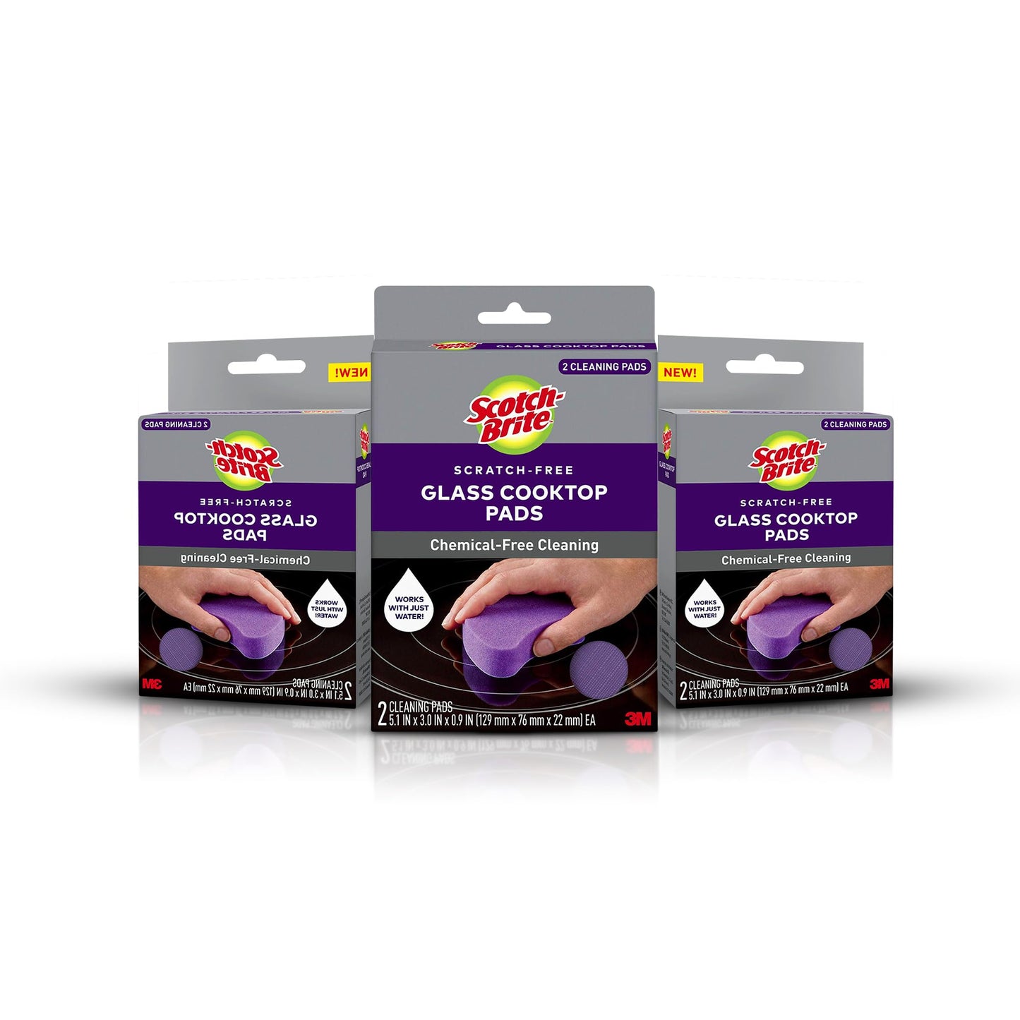 Scotch-Brite Glass Cooktop Pads, Scratch-Free & Non-Abrasive Scrubbers for Glass or Ceramic Stovetops, Cleans Burnt-On Messes with Just Water