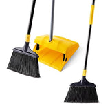 Yocada Commercial Broom and Dustpan Set with Windproof Cover Commercial Outdoor Indoor 2 Plus 1 for Courtyard Garage Lobby Mall Market Floor Home