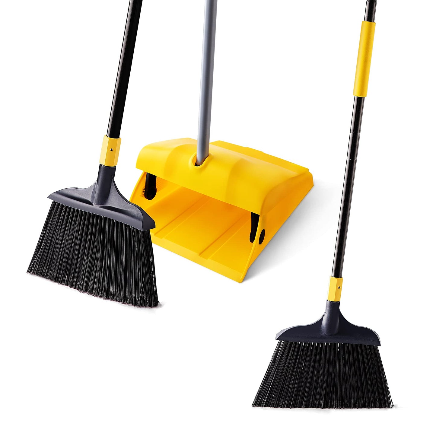 Yocada Commercial Broom and Dustpan Set with Windproof Cover Commercial Outdoor Indoor 2 Plus 1 for Courtyard Garage Lobby Mall Market Floor Home