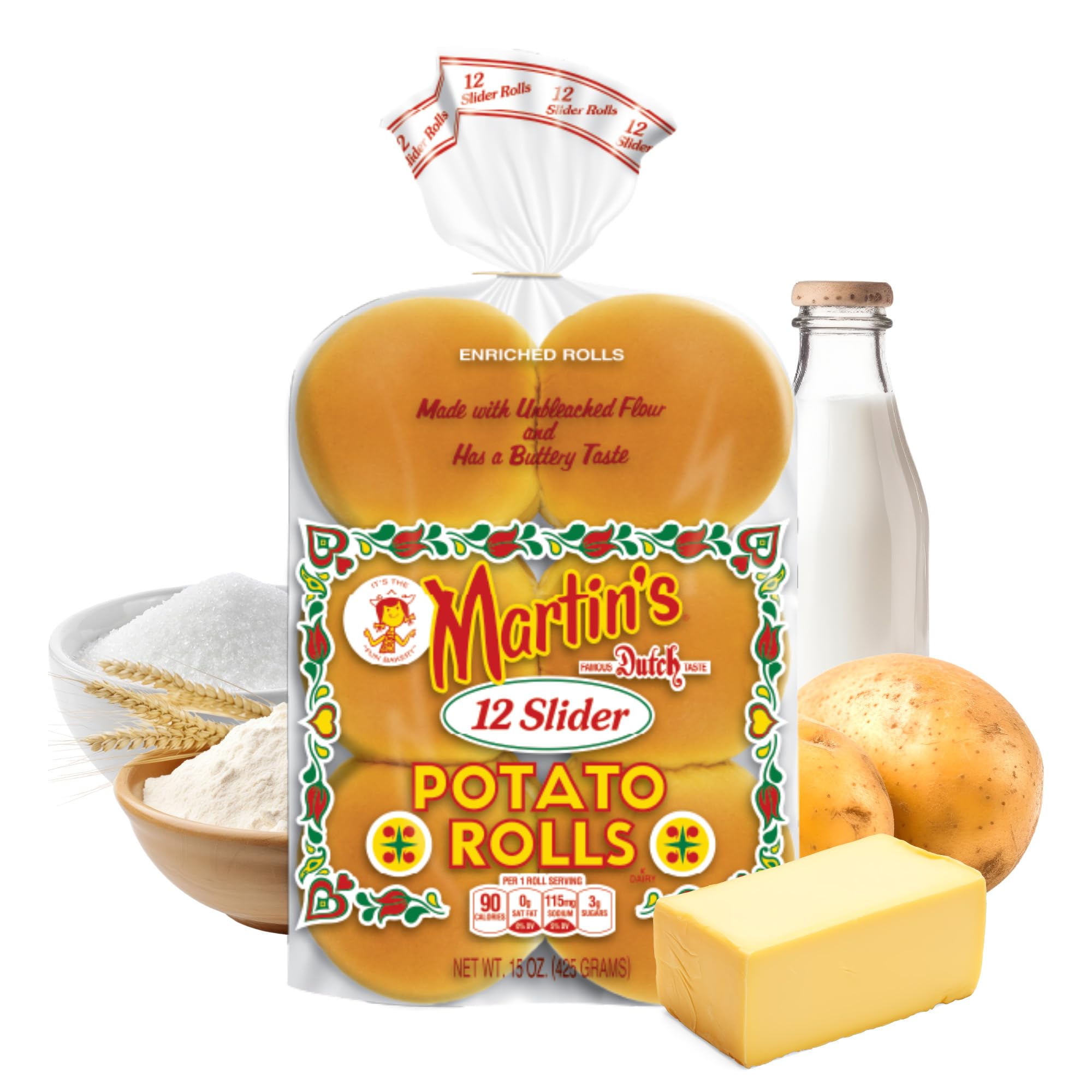 Martins Slider Potato Rolls - 3” Non GMO Mini Hamburger Buns - Golden Hue, Soft & Sweet, Made with Nonfat Milk, Wheat Flour & Cane Sugar - Perfect