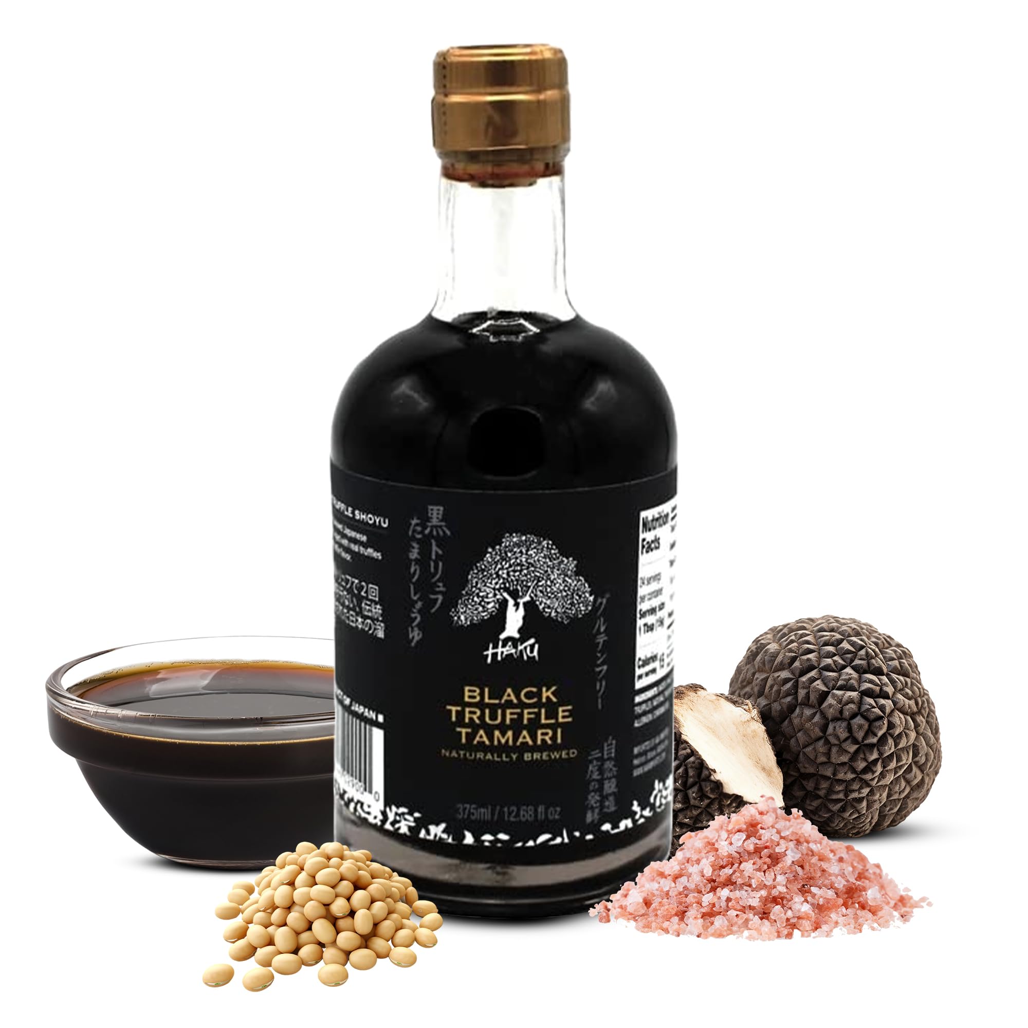 HAKU Black Truffle Tamari Naturally Brewed Aged 2 Years, 12.68 Oz (375 ml) - Traditional Gourmet Dipping Sauce & Marinade for Sushi, Meat, Rice, Stir