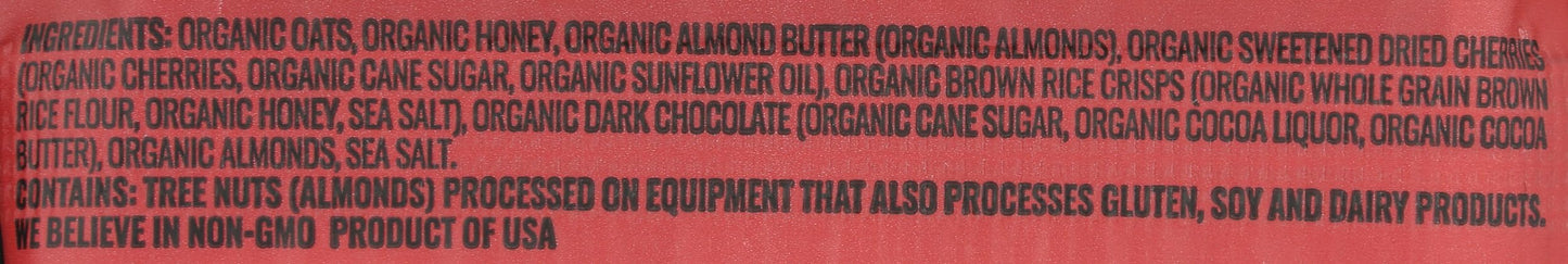 Kates Real Food Organic Dark Chocolate Cherry & Almond Handle Bar, 2.2 OZ