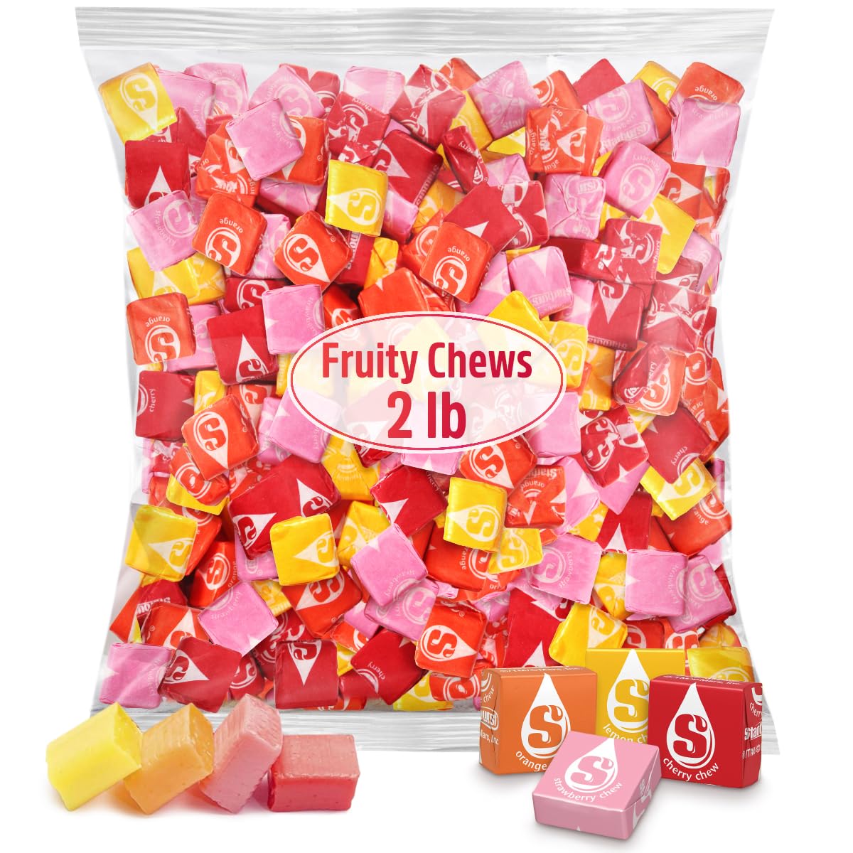 Fruit Chews Candy, 2lb Pack of Starbrst Candy Bulk, Individually Wrapped for Freshness and Easy Sharing, Perfect Bulk Candies for Buffet Spreads at