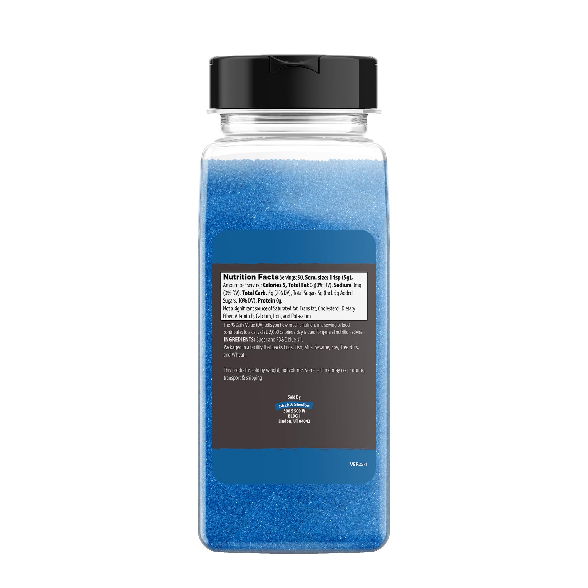 Birch & Meadow Blue Sanding Sugar, 1 lb, Colorful Sugar Crystals for Festive Holiday Baking
