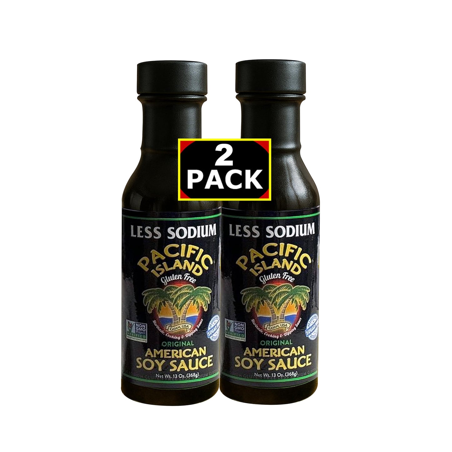 Pacific Island Naturally Fermented Soy Sauce, Low-Sodium • Fat-Free • Gluten-Free • Non-GMO • Sugar-Free • No MSG • 13 oz (2-Pack)