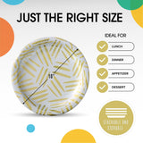 Party Solids Gold Motif Paper Plates Disposable Heavy Duty 10 Inch White and Gold Paper Plates for Party 96 Pcs Heavy Duty 350 GSM, Birthday Supplies