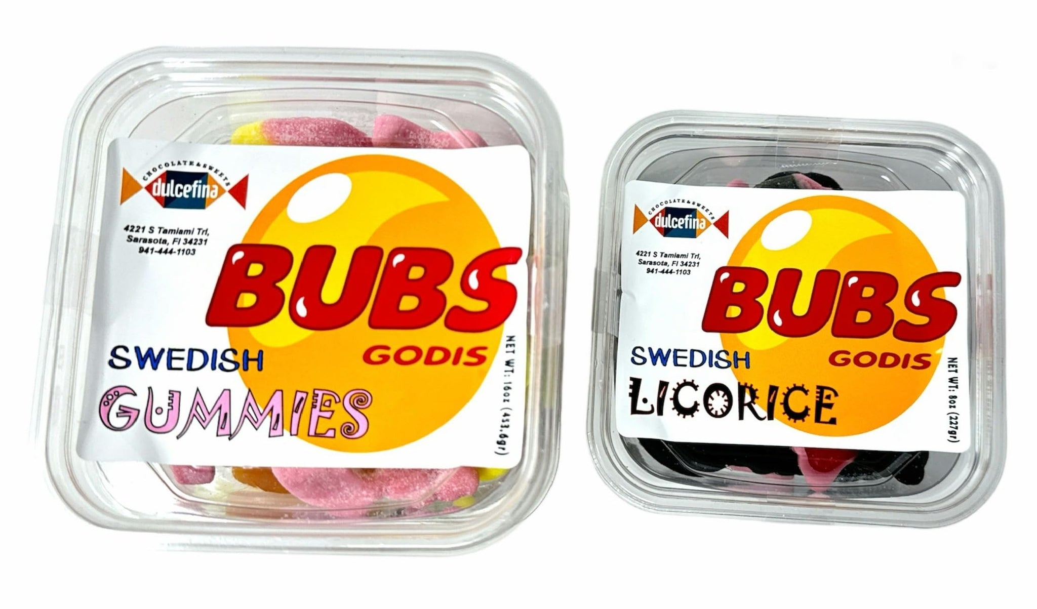 Bubs Godis Swedish candy Mix Sweet and Sour Gummies 16oz and Mix Salty Licorice 8 oz (total 24oz)