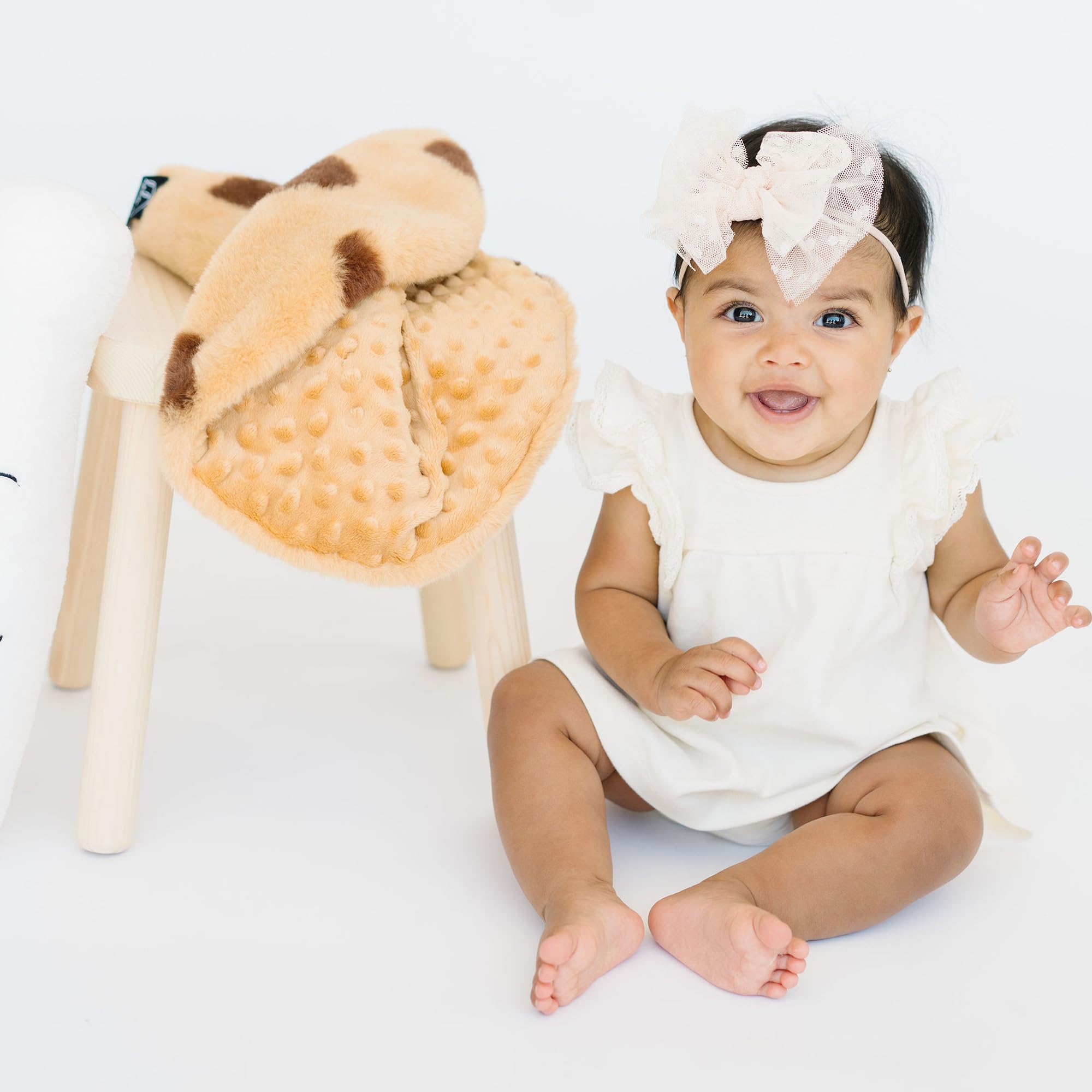 La La Fay Mini Blanket Cookie Buddy - Unisex Luxe Minky Faux Fur Cookie Lovie Baby Security Blanket - Essential Newborn Gifts for Boys and Girls
