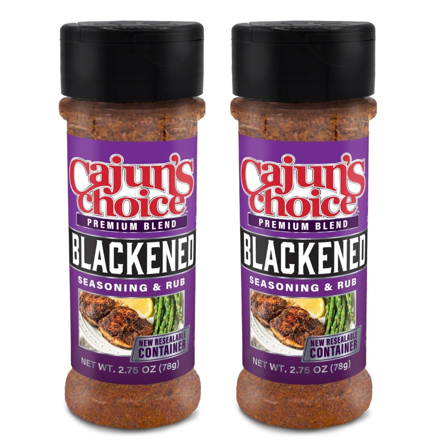 Cajun's Choice Blackened Seasoning - 2.75 oz Jar, Pack of 2, All Natural, Low Salt, Gluten-Free - Authentic Louisiana Spice for Fish & BBQ