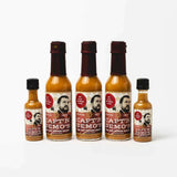 CAPTAIN DEMO's TRIPLE TRUFFLE Red Hot Pepper Sauce - Three Bottle Pack with TWO Bonus Travel Bottles, Gourmet Hot Sauce With Black Truffle, Black