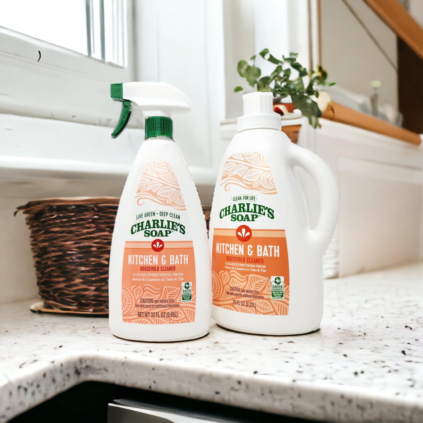 Charlie's Soap Kitchen & Bath Surface Cleaner Refill (75 fl oz) Eco-Friendly Spray & Wipe Multi-Purpose Cleaner Safe for Sensitive Skin (1 Pack)