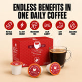 Zenbean Infrared Brew - 24 Low Acid Coffee Pods, Nootropic Coffee Capsules with Rhodiola Rosea, K-Cup Compatible with Capsule Machines, Balanced