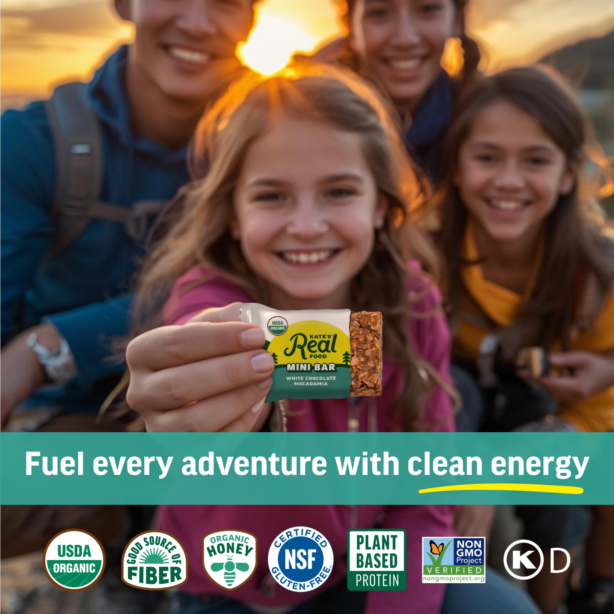 Kate’s Real Food Organic Granola Bars - White Chocolate Macadamia (1.1 oz, Pack of 24) - Organic Energy Bars with Non GMO All Soy Free Free Oats