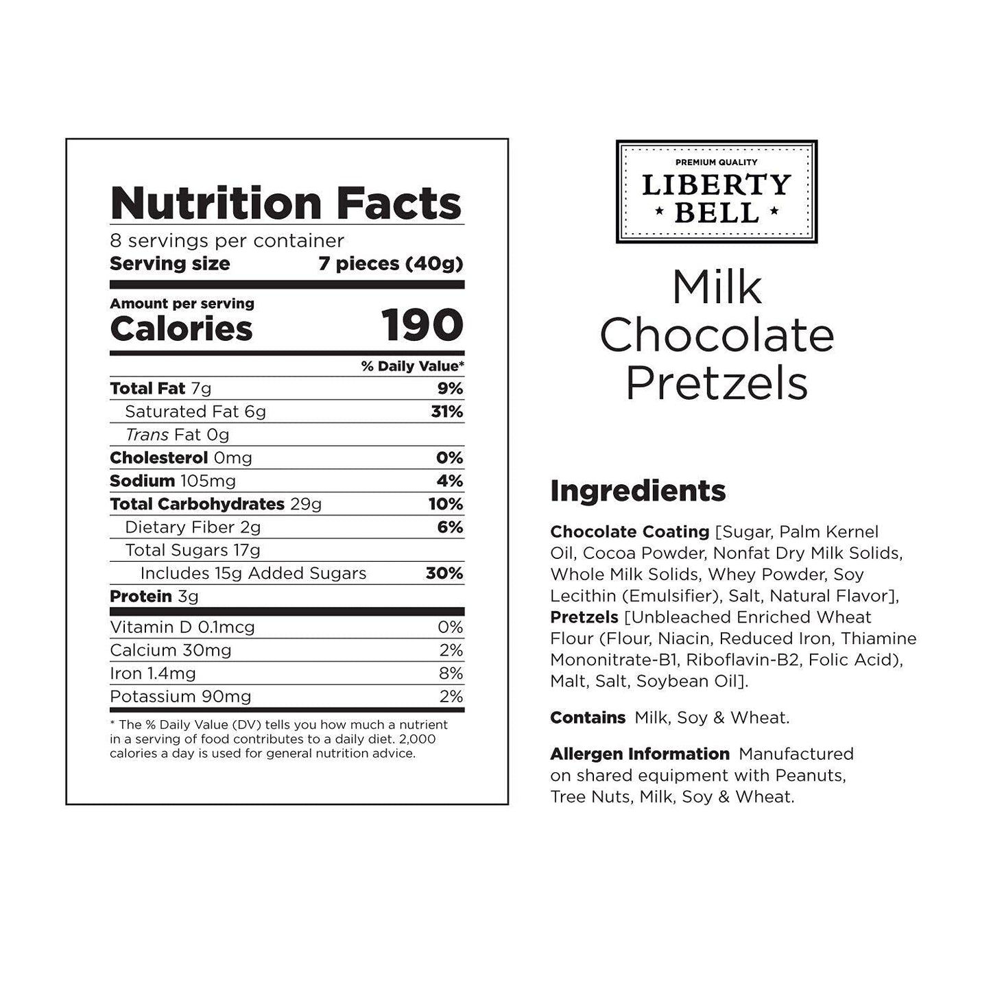 Liberty Bell Milk Chocolate Covered Pretzels, Mini Pretzels Dipped in Milk Chocolate, 12 Ounce Bag (2 Pack)