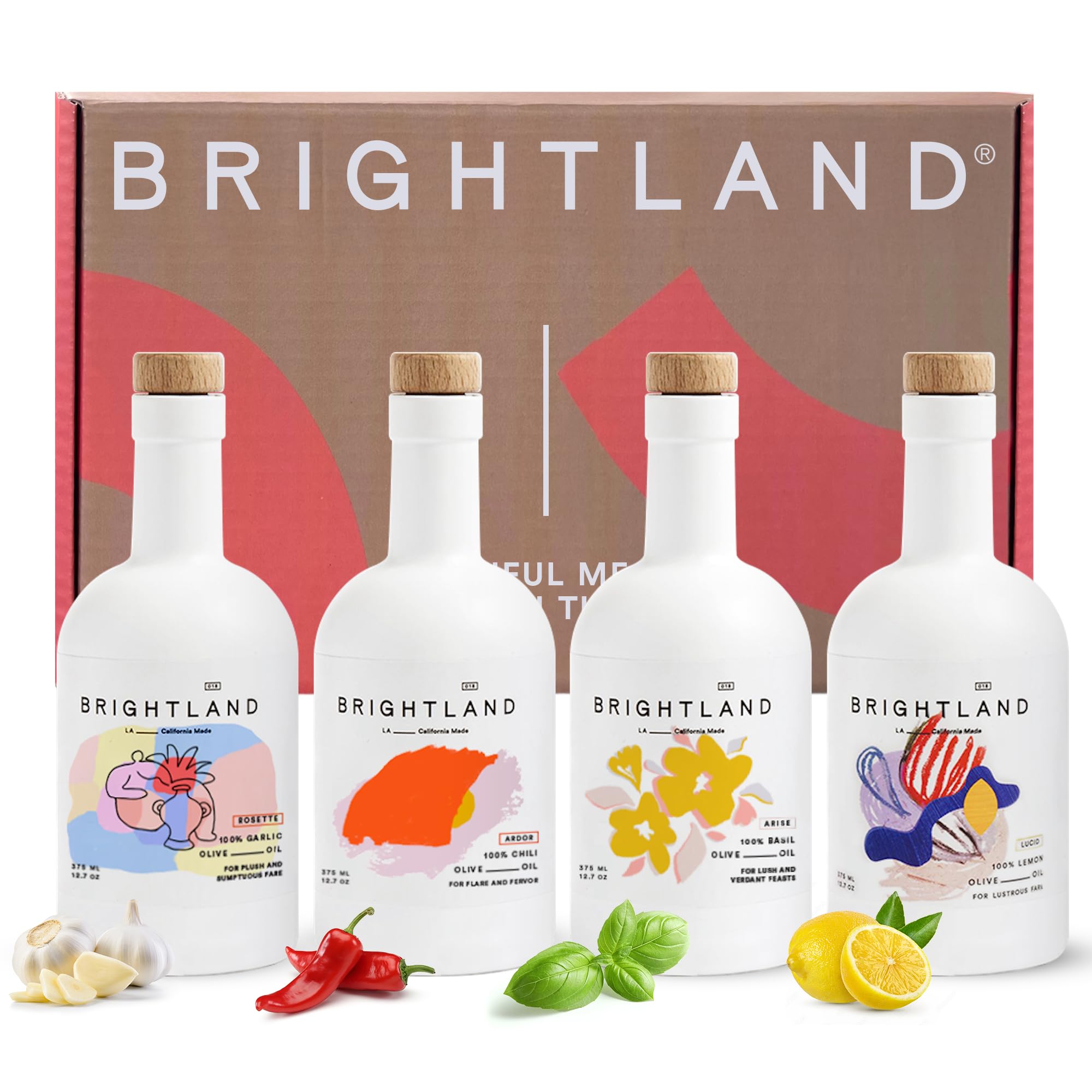 Brightland Infused Olive Oils, The Artist Capsule - Cold-Pressed Made with Early-Harvest Frantoio and Arbosana Olives - High Polyphenol & Infused