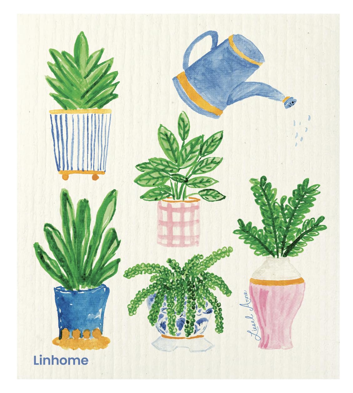 Linhome Garden Collection Swedish Dishcloth, Reusable Paper Towel, Super Absorbent Cellulose Sponge, Kitchen Cleaning Cloth, Washable & Compostable