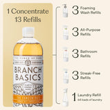 Branch Basics Premium Starter Kit in Glass: All Purpose Cleaner, Glass Cleaner, Bathroom Cleaner, Wash Bottle, and Laundry Bottle (3 Glass Spray