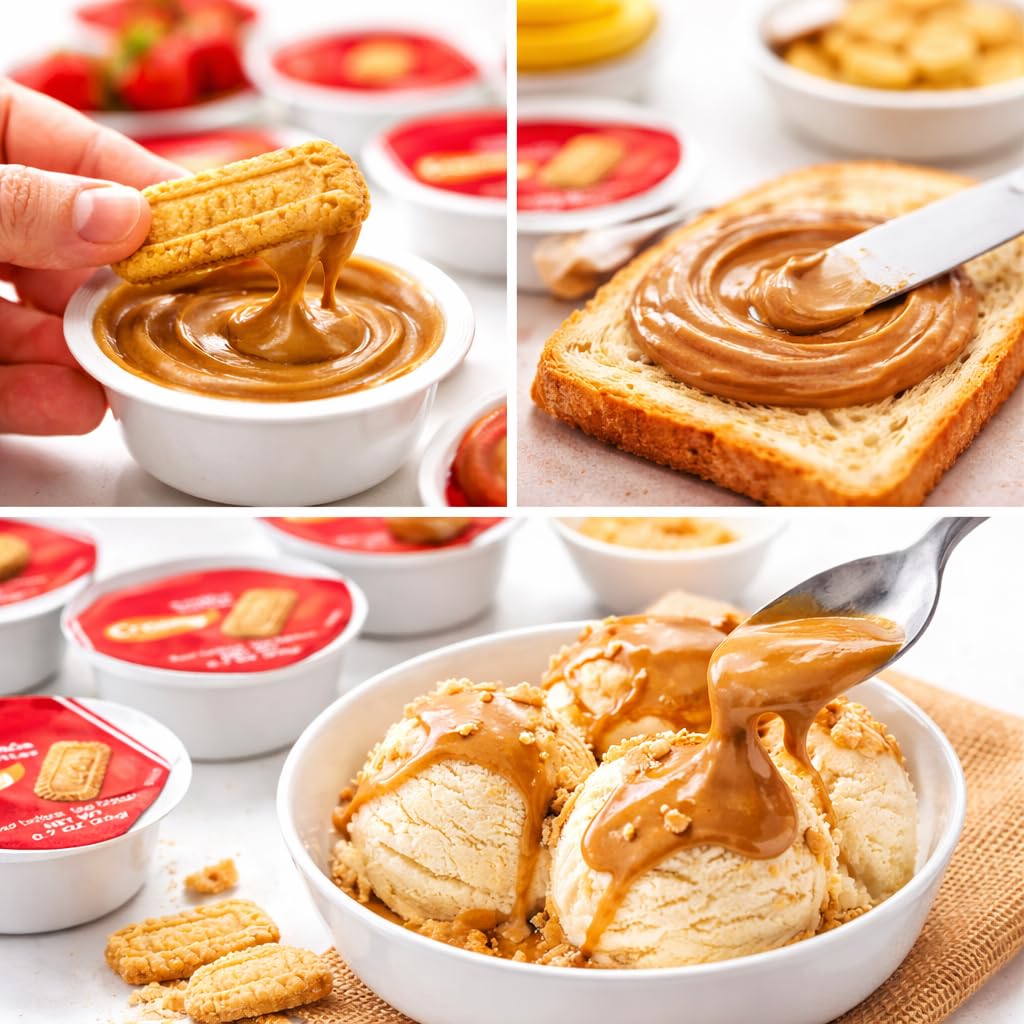 Cookie Butter Creamy Spread Cups - Pack of 15 (0.7 oz Each) | Smooth & Creamy Cookie Spread | Single Serve Snack Cups | Perfect for Dipping, Toast