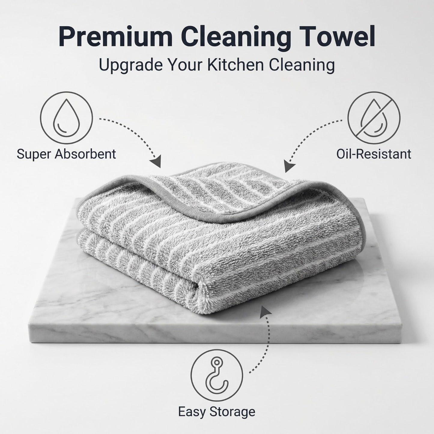 6 PCS Kitchen Cloth Dish Towels Thick Absorbent Cleaning Towels for Kitchen Non Oil Staining Durable Non Shedding Dish Cloths Ideal for Table Wiping