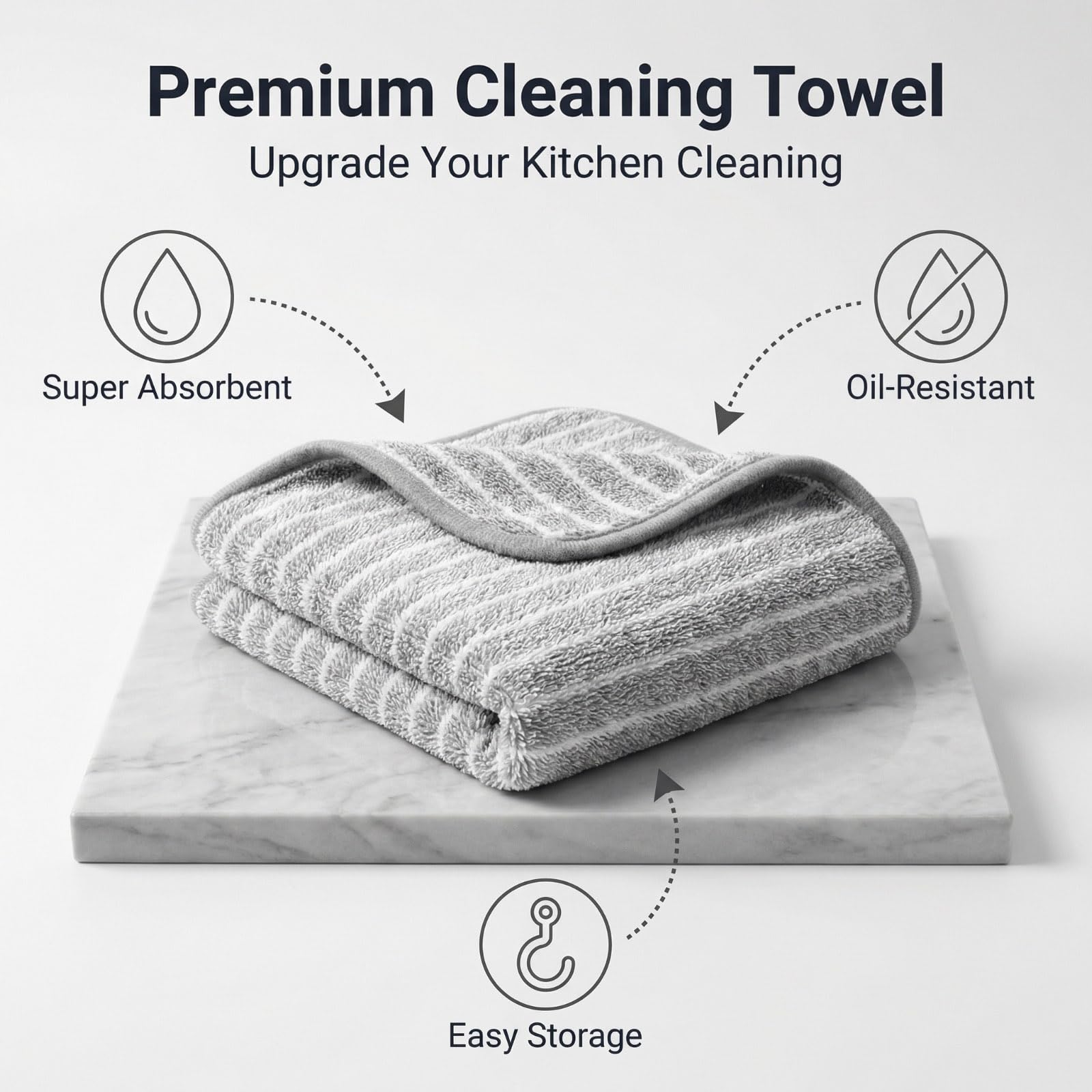 6 PCS Kitchen Cloth Dish Towels Thick Absorbent Cleaning Towels for Kitchen Non Oil Staining Durable Non Shedding Dish Cloths Ideal for Table Wiping