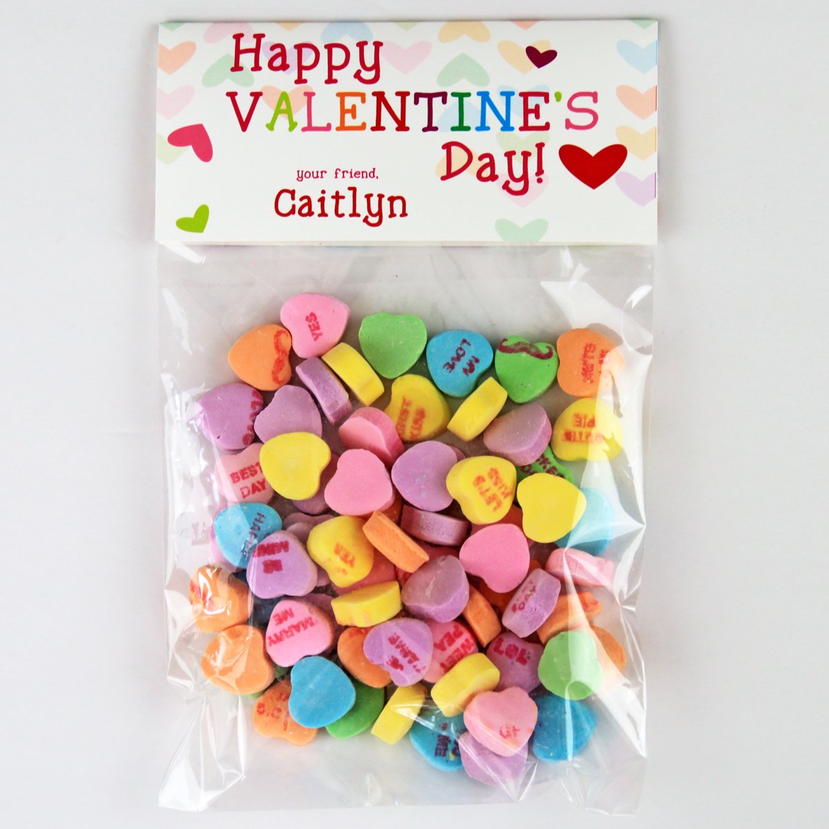 Script and Scribble Lined Hearts Valentine Candy Bag Toppers | Valentine's Day Gift | 20 per set | Party Favors | Classroom Valentine | Valentine