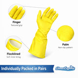 Size Large - 3 Pairs (6 Gloves) - Gloves Legend - Yellow Latex Household Kitchen Cleaning Dishwashing Reuseable Gloves