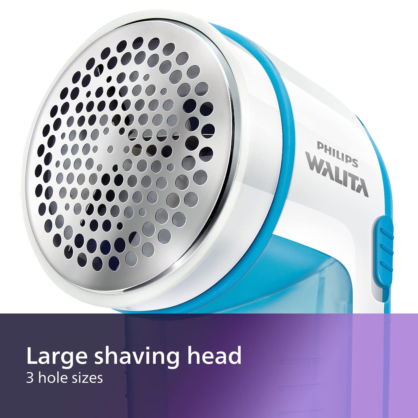 Philips Fabric Shaver, Removes Fabric Pills, Suitable for All Garments, Large Blade Surface, Cleaning Brush, Includes Batteries, Blue (GC026/00)