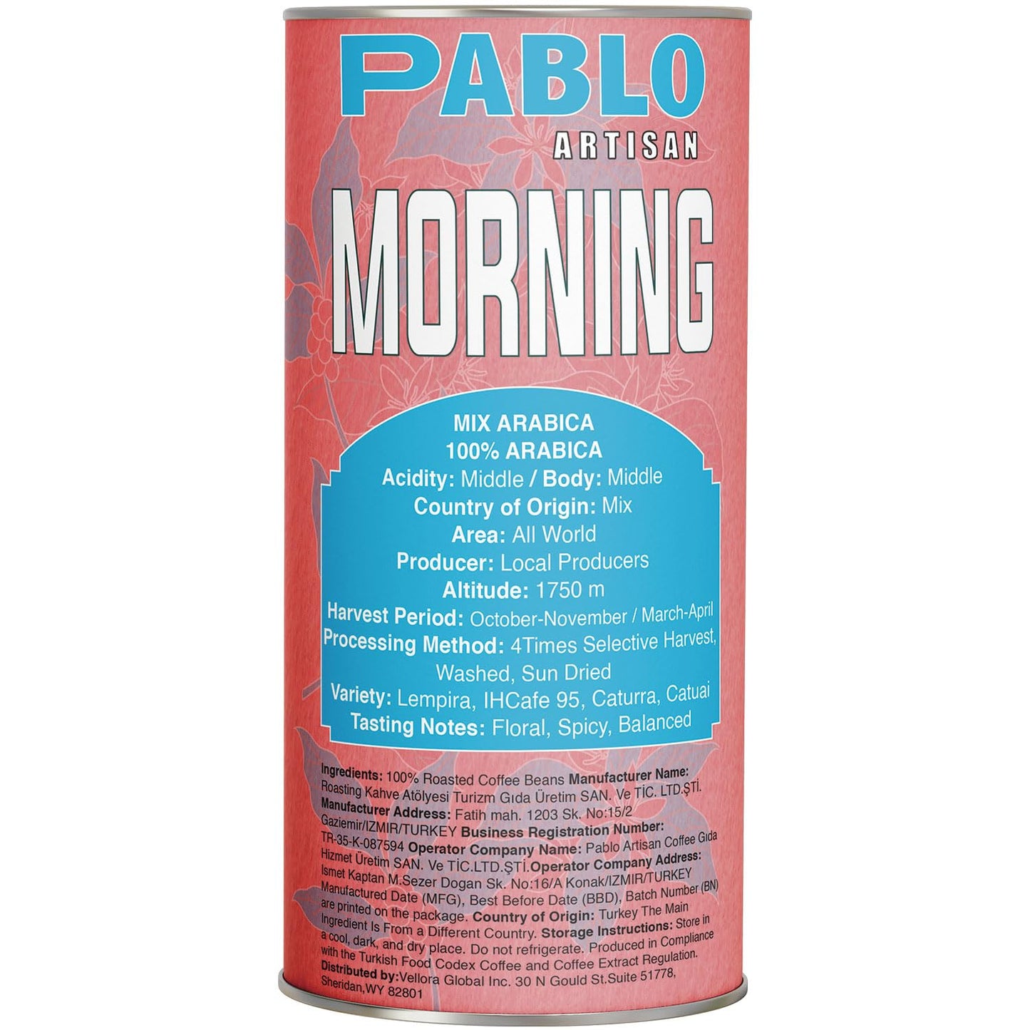 Pablo Artisan Morning Blend Coffee Beans - Medium Roast Whole Bean Coffee, 100% Arabica Espresso Blend, Smooth & Balanced Flavor with Floral & Spicy