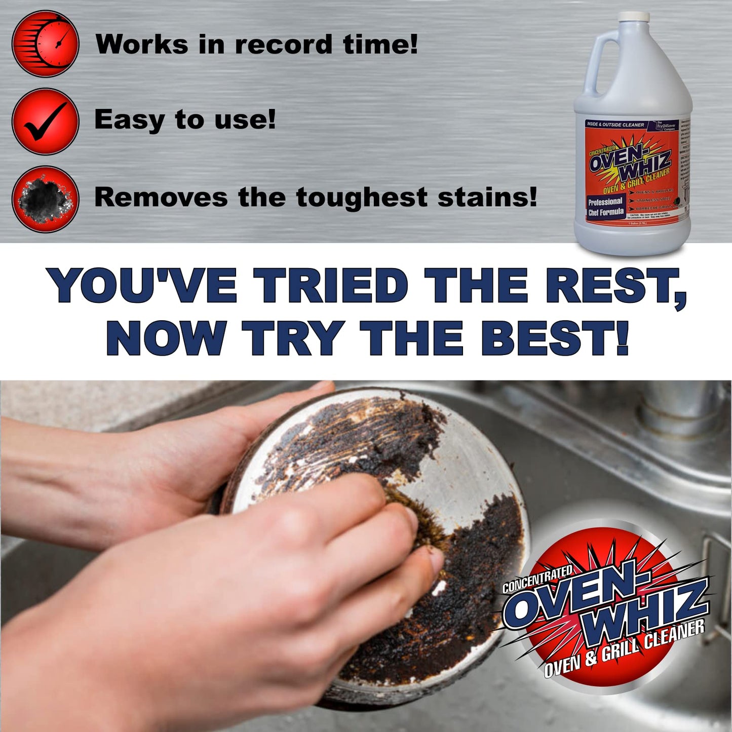 1 Gallon (128 Oz.) Oven-Whiz Oven & Grill Cleaner by FryOilSaver Co., Removes Tough Stains, Carbon, Grease & Food Burnt for BBQ Grills, Ovens, Grates